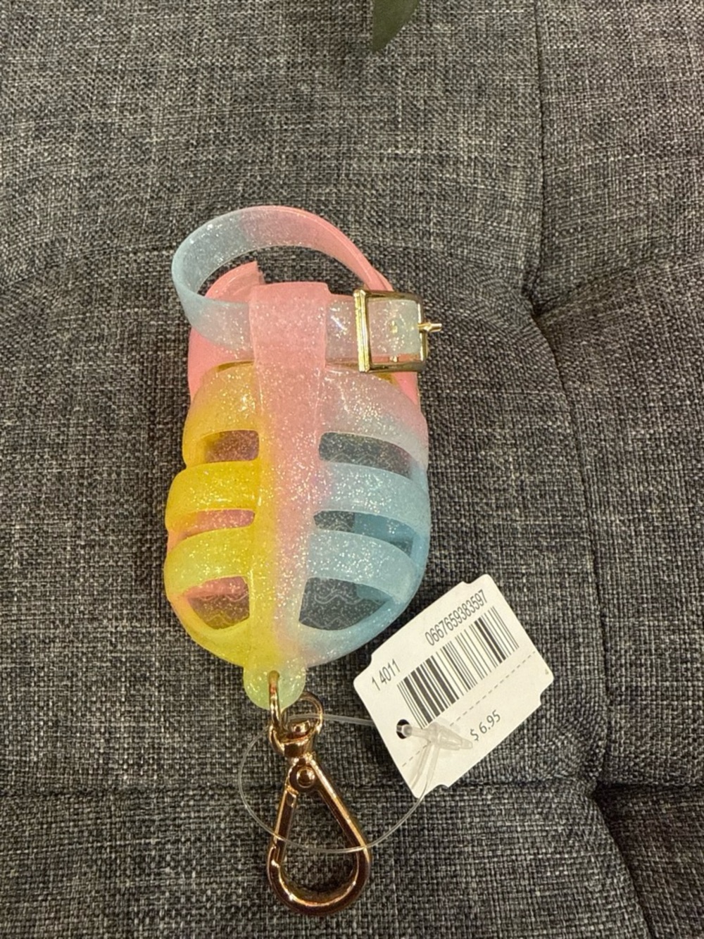Glitter Jelly Sandal Keychain - Pastel Rainbow